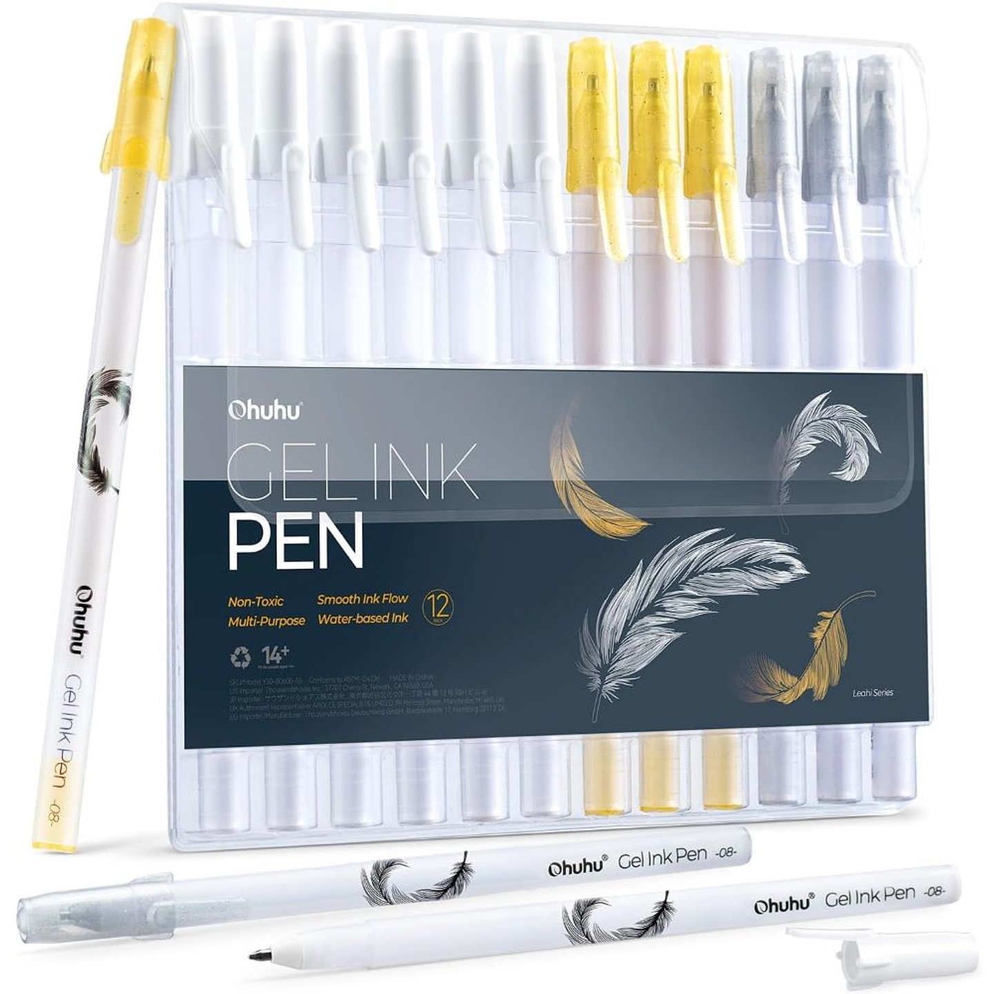 OHUHU GOLD SILVER WHITE GEL PENS 12 PACK  1
