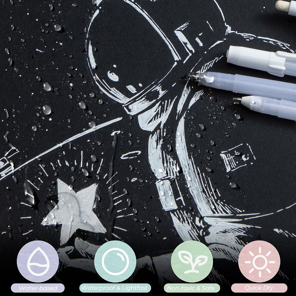 OHUHU GOLD SILVER WHITE GEL PENS 12 PACK  4