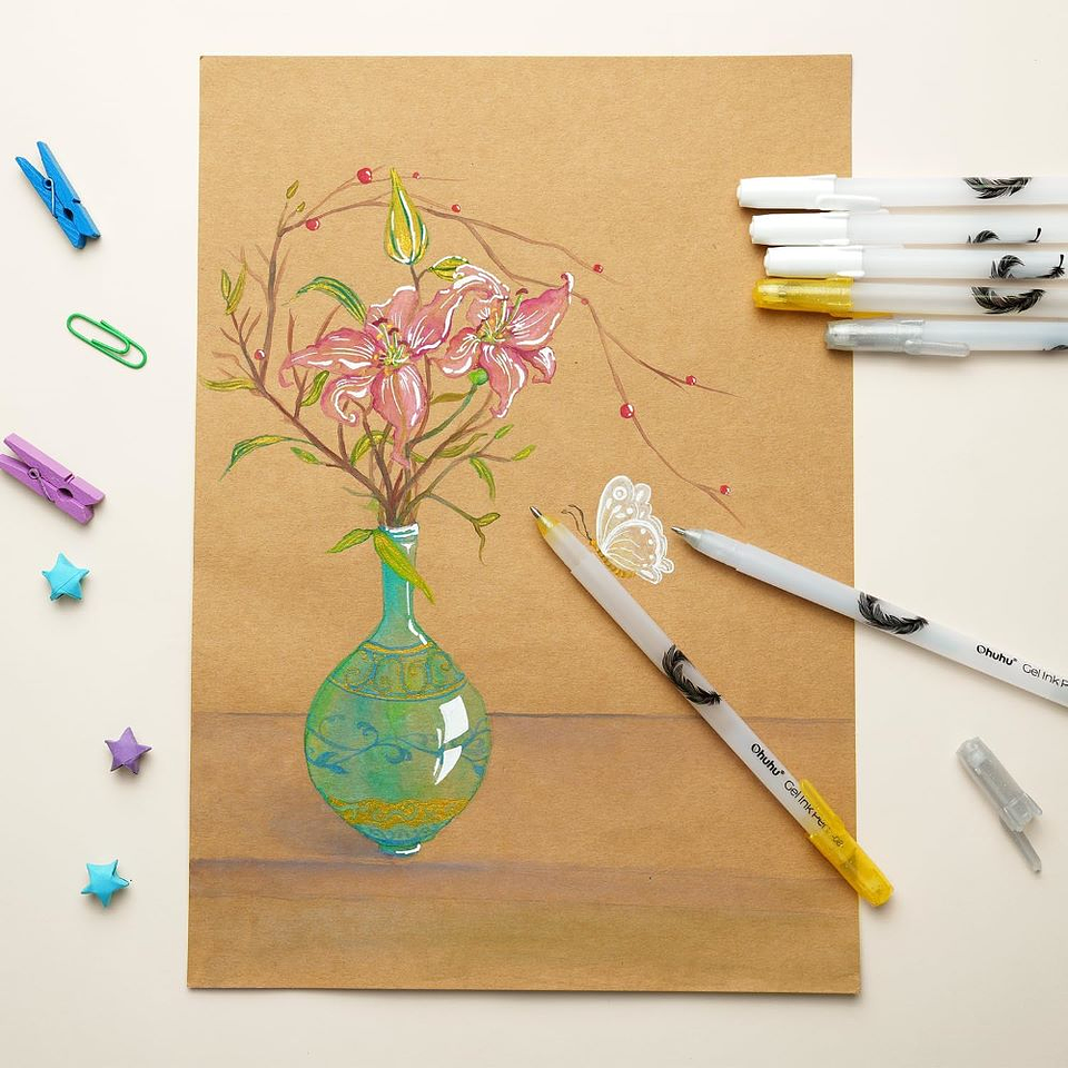 OHUHU GOLD SILVER WHITE GEL PENS 12 PACK  6