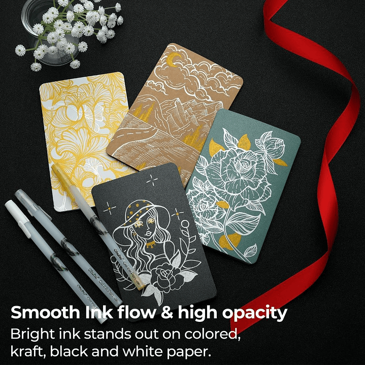 OHUHU GOLD SILVER WHITE GEL PENS 12 PACK  9