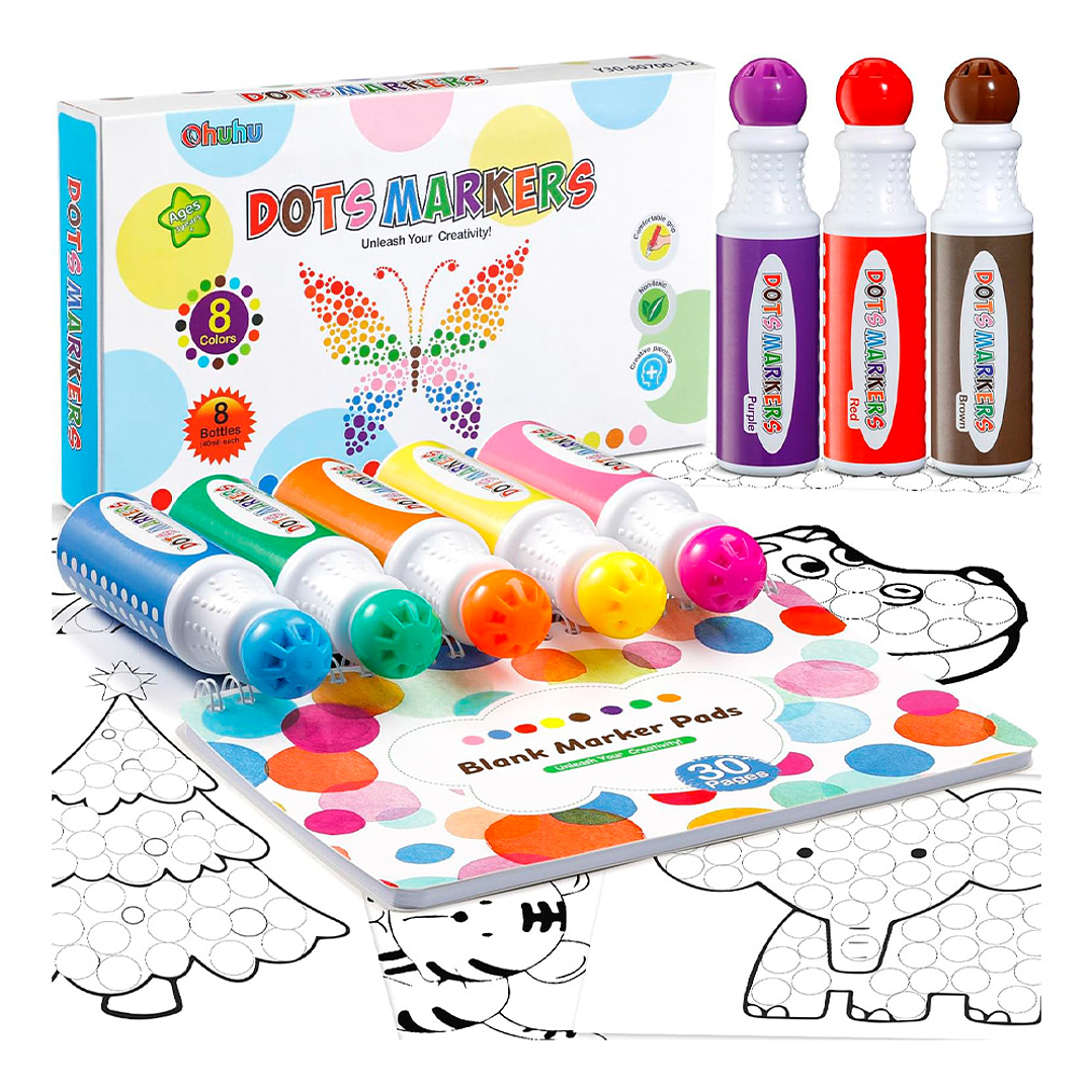 OHUHU 8 MARCADORES DE PUNTOS LAVABLES PARA NIÑOS  1