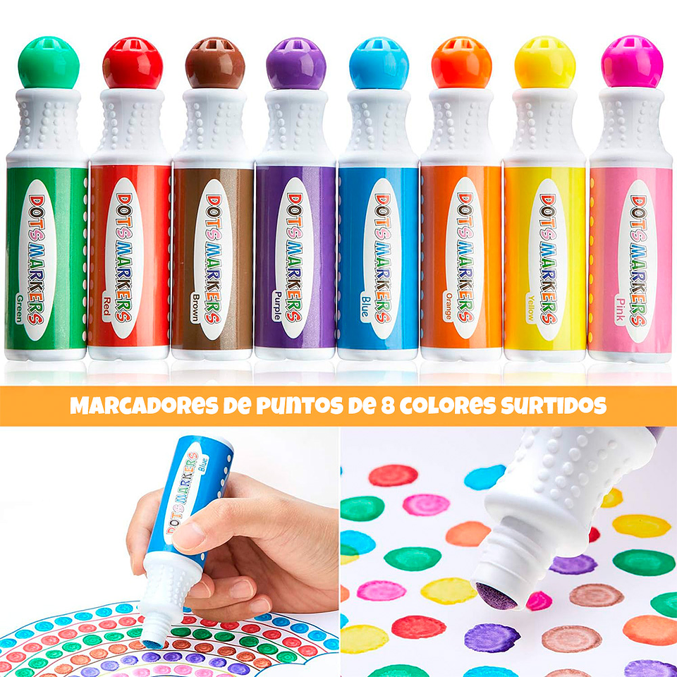 OHUHU 8 MARCADORES DE PUNTOS LAVABLES PARA NIÑOS  2