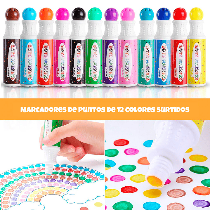 OHUHU 12 MARCADORES DE PUNTOS LAVABLES PARA NIÑOS 2