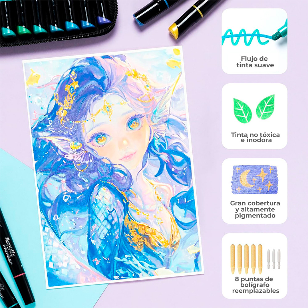 Ohuhu 30 Marcadores Acrílicos Metálicos  4