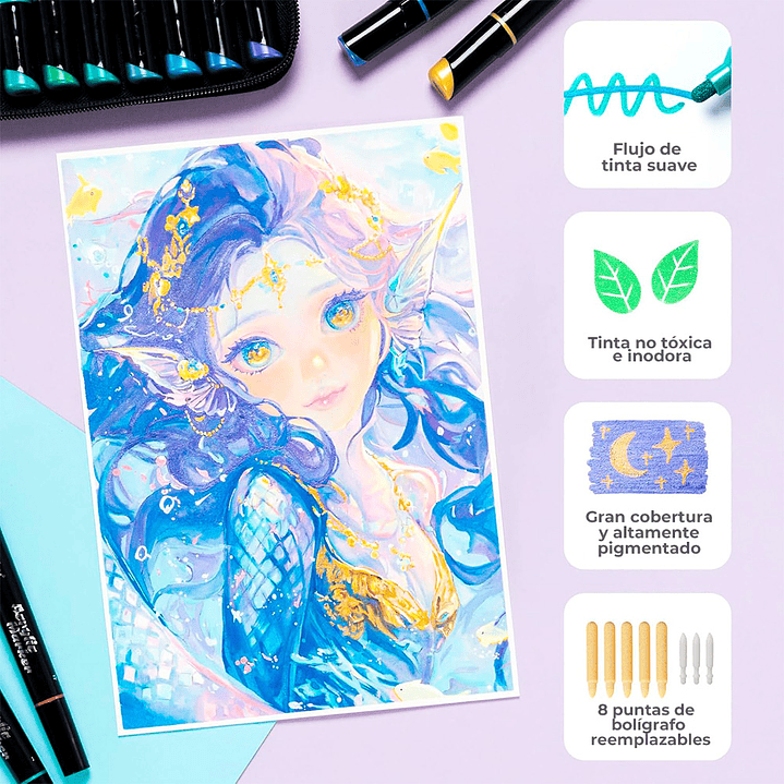 Ohuhu 30 Marcadores Acrílicos Metálicos  4