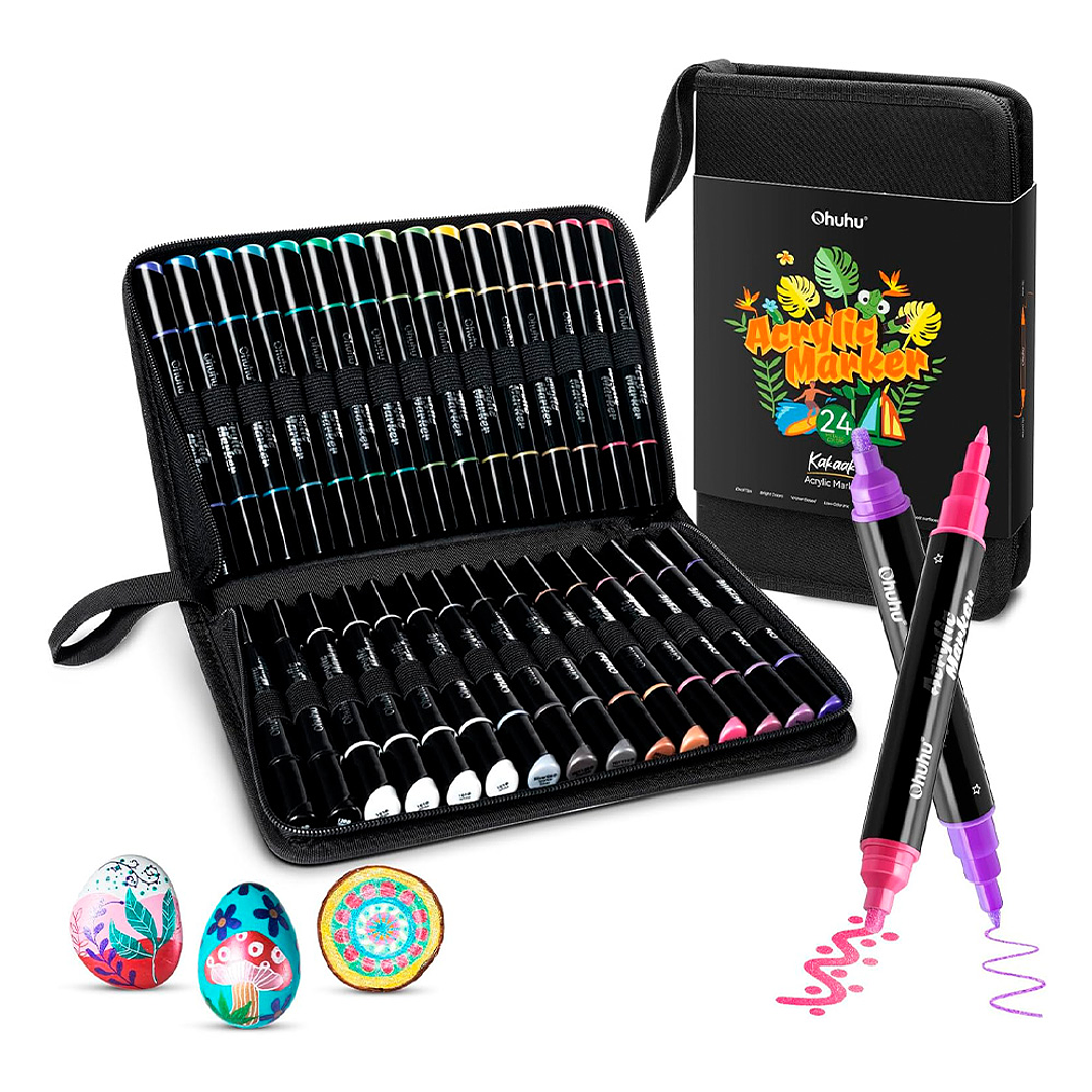 Ohuhu 30 Marcadores Acrílicos Metálicos  1
