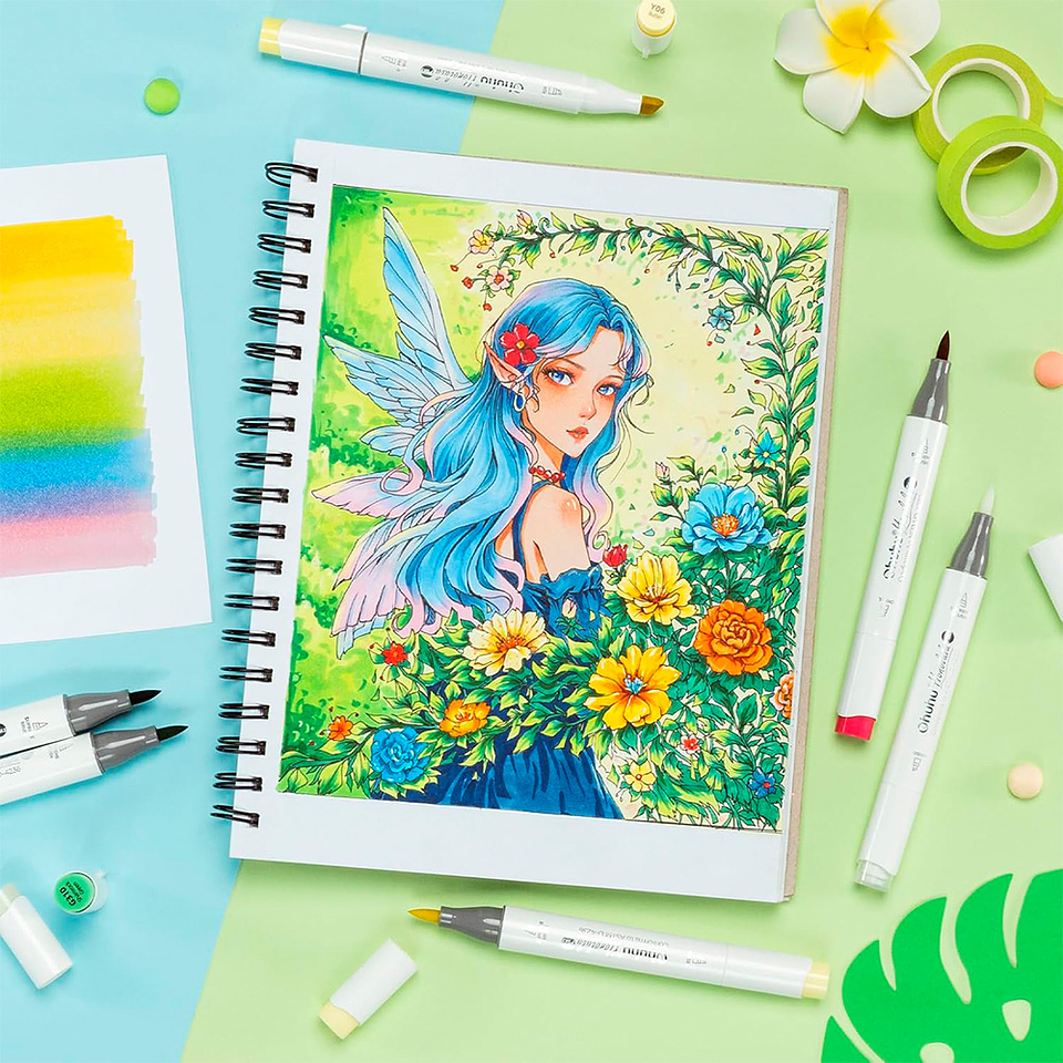 Ohuhu 36 Marcadores de Alcohol  Pincel Supreme y Biselada 8