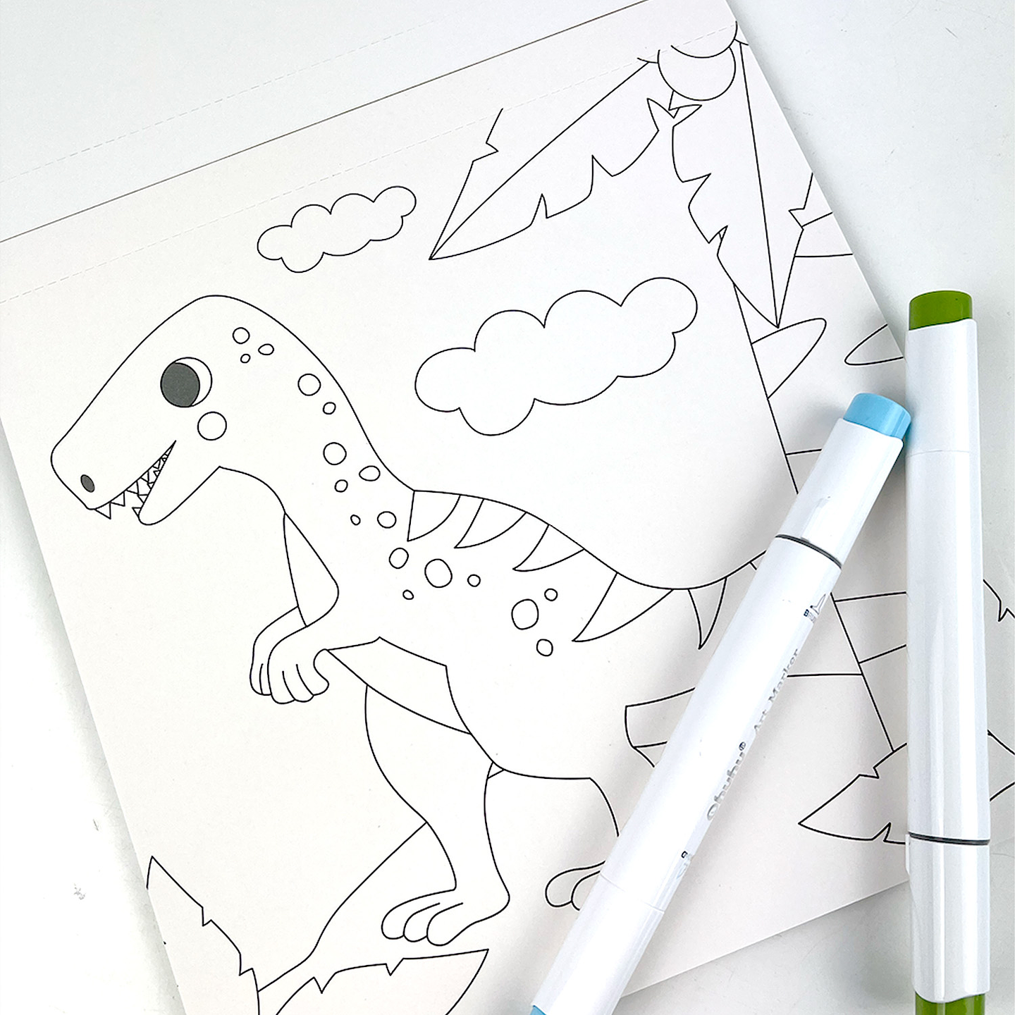 BLOCK PARA COLOREAR DINOS + HIMI CRAYÓN DE NUBE 12 COLORES 2