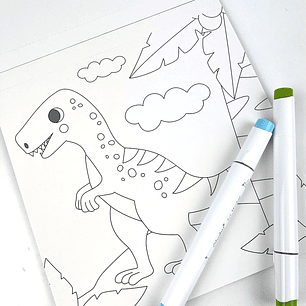 BLOCK PARA COLOREAR DINOS + HIMI CRAYÓN DE NUBE 12 COLORES