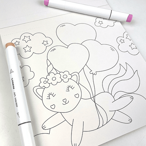 BLOCK PARA COLOREAR UNICORNIOS Y MAGIA + OHUHU 8 MARCADORES DE PUNTOS LAVABLES PARA NIÑOS