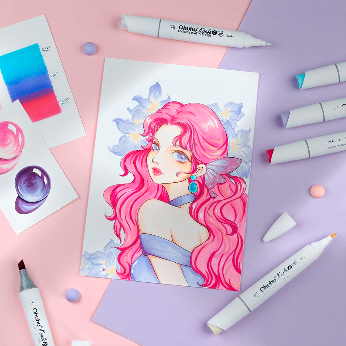 OHUHU 60 MARCADORES MINI PINCEL Y BISELADA FINA KAALA B 4