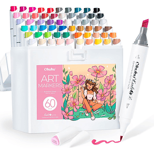 OHUHU 60 MARCADORES MINI PINCEL Y BISELADA FINA KAALA B