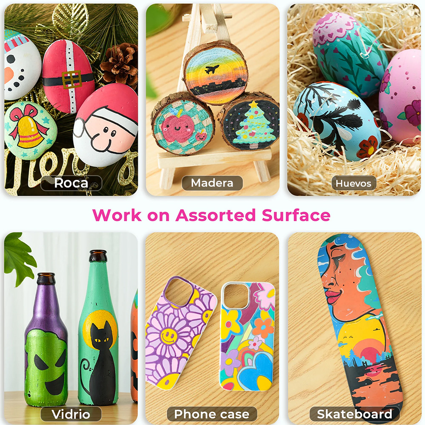 OHUHU 60 MARCADORES ACRÍLICOS PUNTA FINA Y REDONDA  5