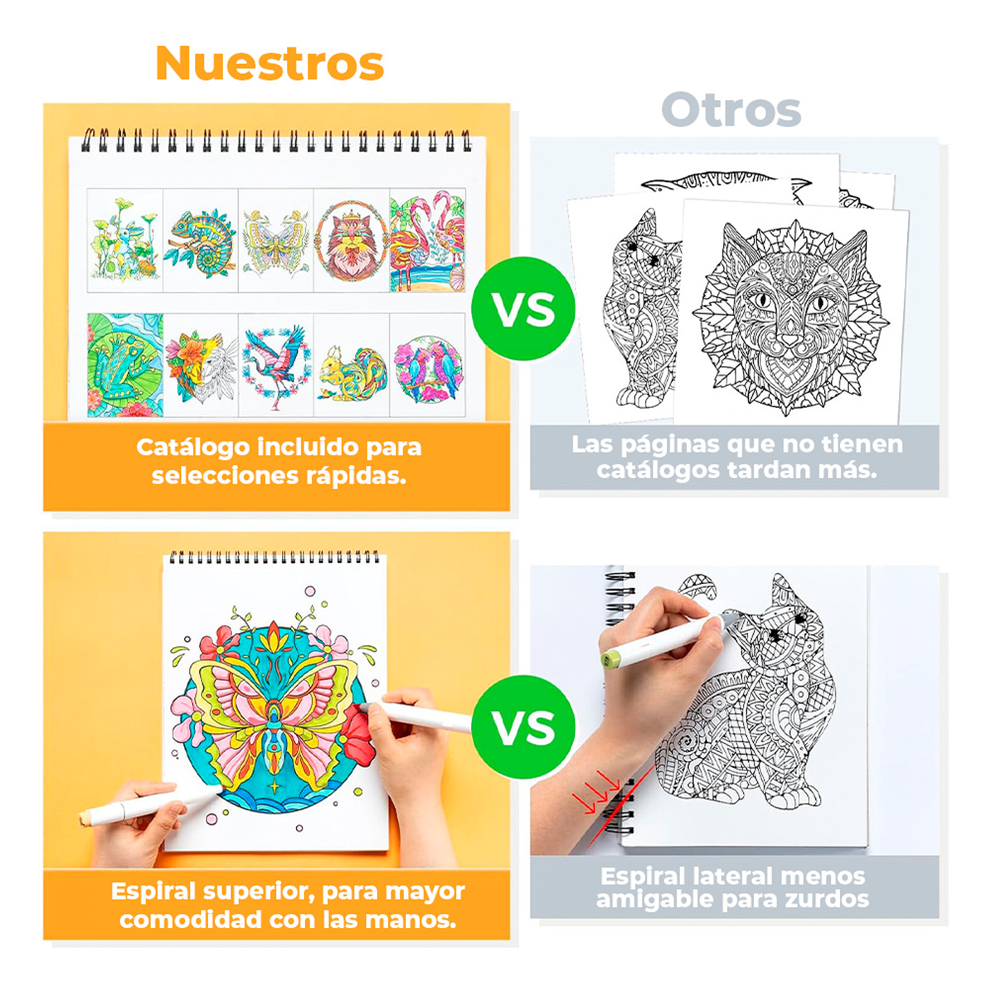 OHUHU LIBRO PARA COLOREAR DOBLE CARA MANDALA & ANIMALS  4