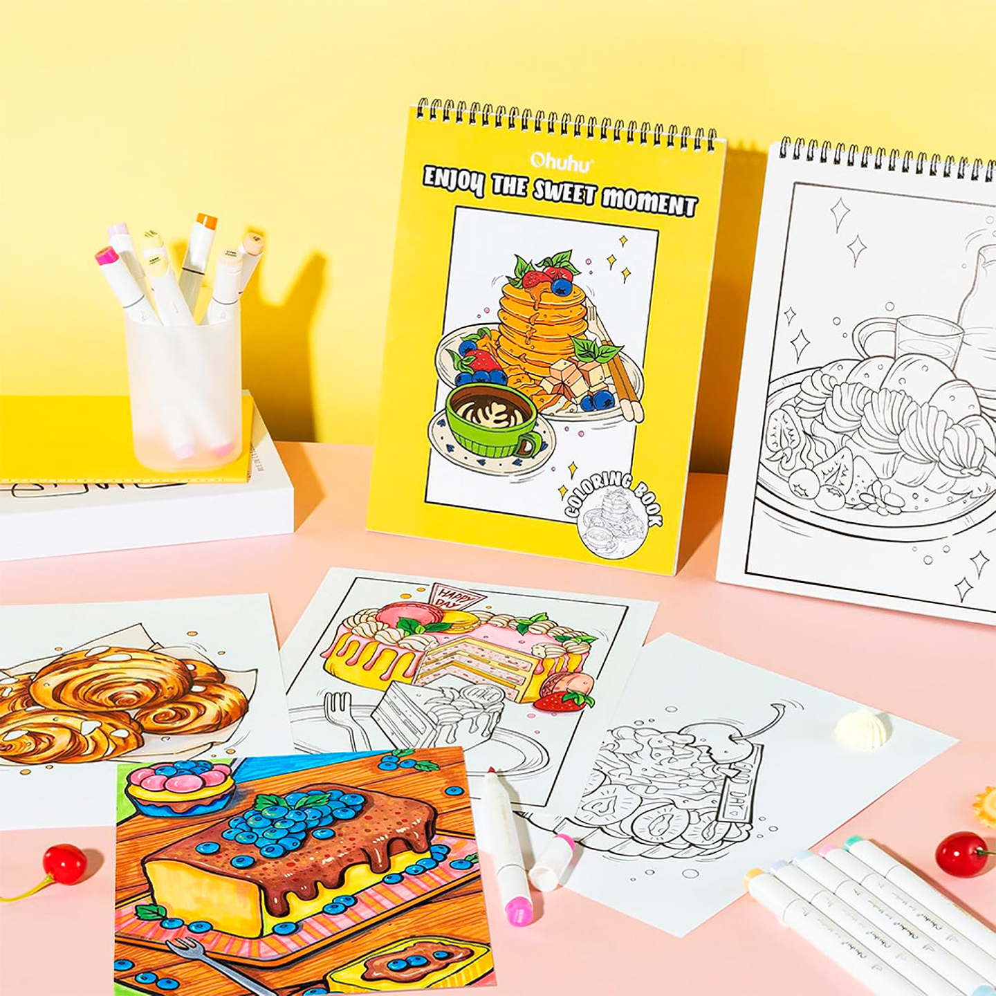 OHUHU LIBRO PARA COLOREAR DOBLE CARA ENJOY THE SWEET MOMENT  5