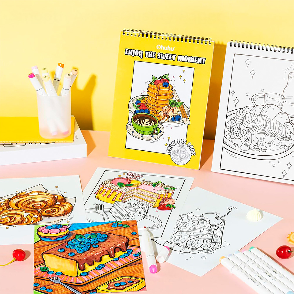 OHUHU LIBRO PARA COLOREAR DOBLE CARA ENJOY THE SWEET MOMENT  5