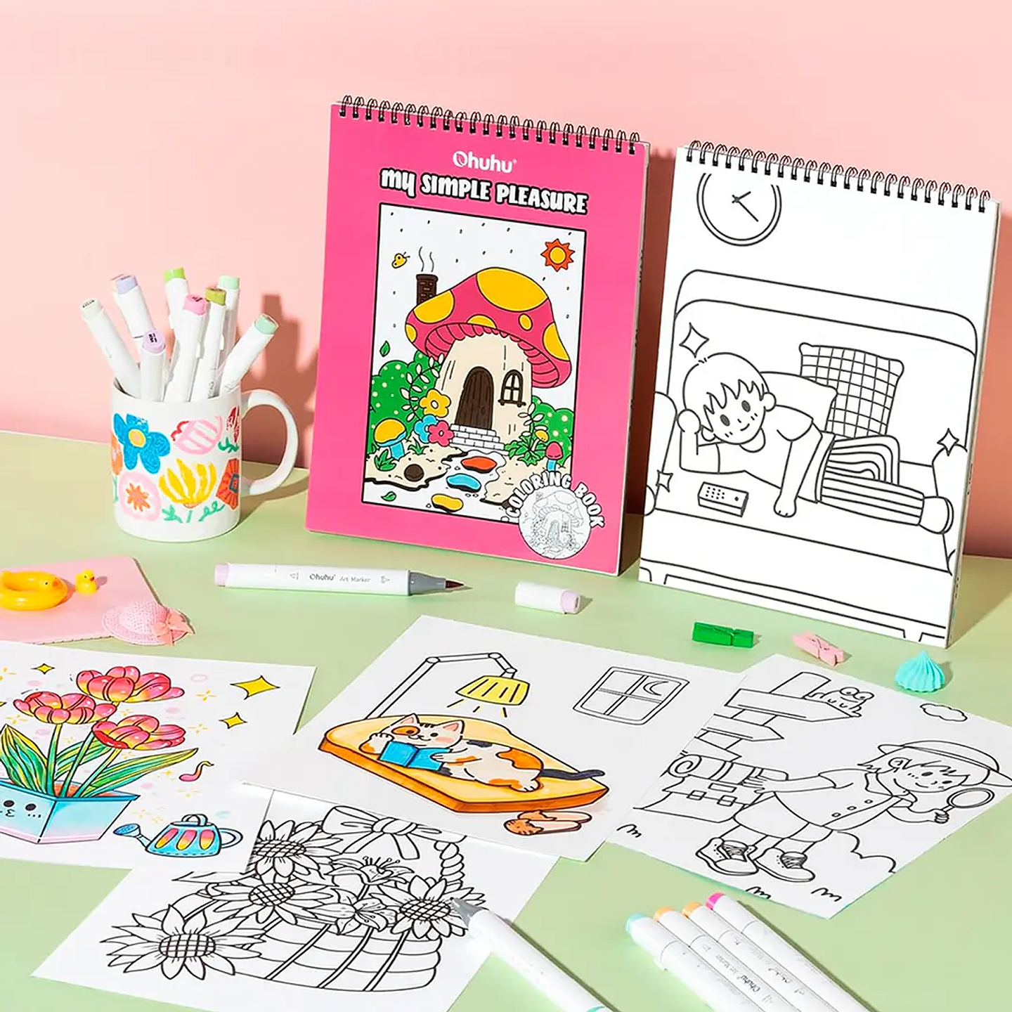 OHUHU LIBRO PARA COLOREAR DOBLE CARA MY SIMPLE PLEASURE  4