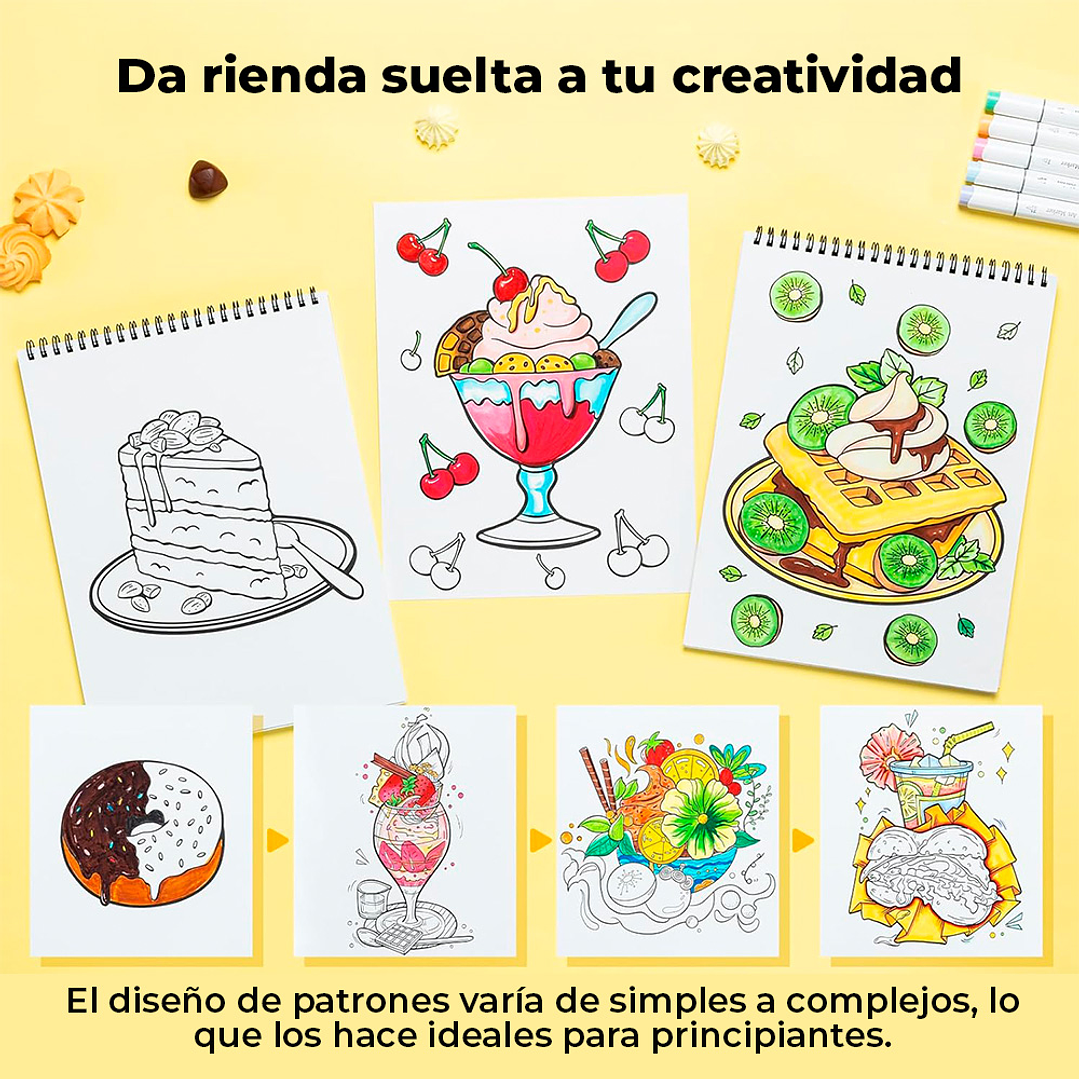 OHUHU SET 4 LIBROS PARA COLOREAR DOBLE CARA ANTI-SANGRADO 3