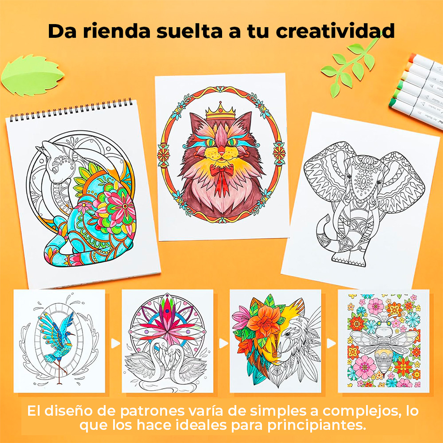 OHUHU SET 4 LIBROS PARA COLOREAR DOBLE CARA ANTI-SANGRADO 4