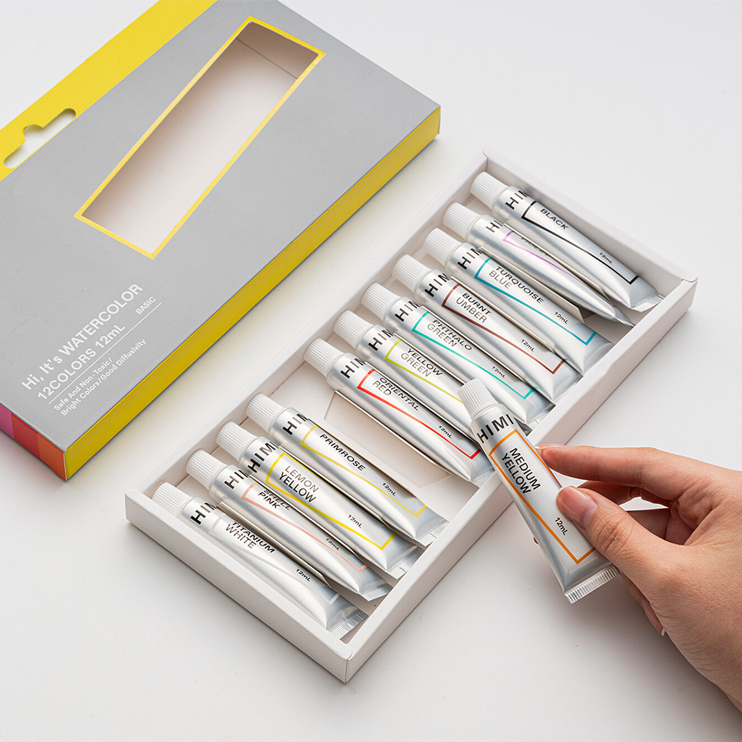 HIMI Set Tubos de Acuarela 12 ml 12 Colores 1