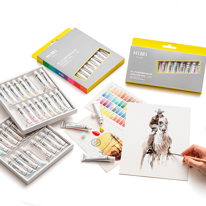 HIMI Set Tubos de Acuarela 12 ml 12 Colores 3
