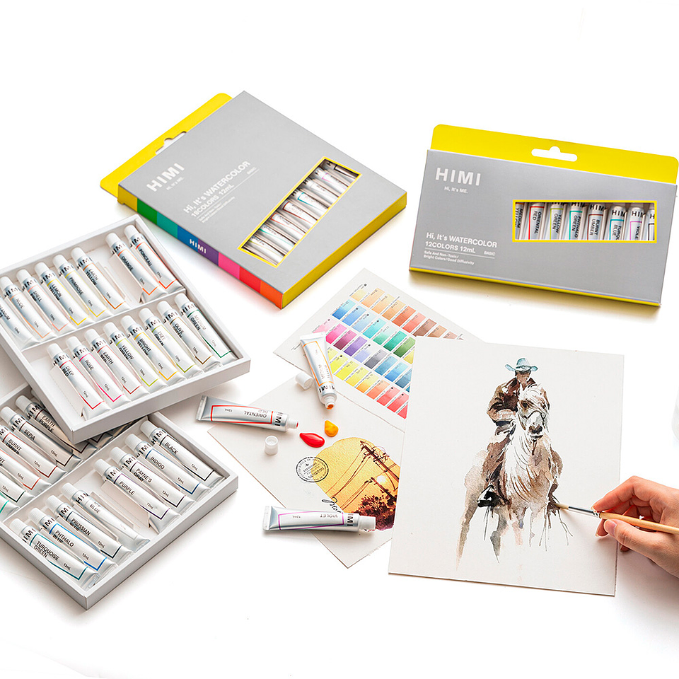 HIMI Set Tubos de Acuarela 12 ml 18 Colores 6