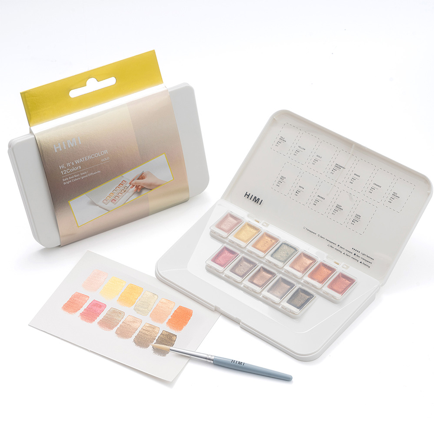 HIMI set de Acuarela Metalizada 12 colores selección Oro 2