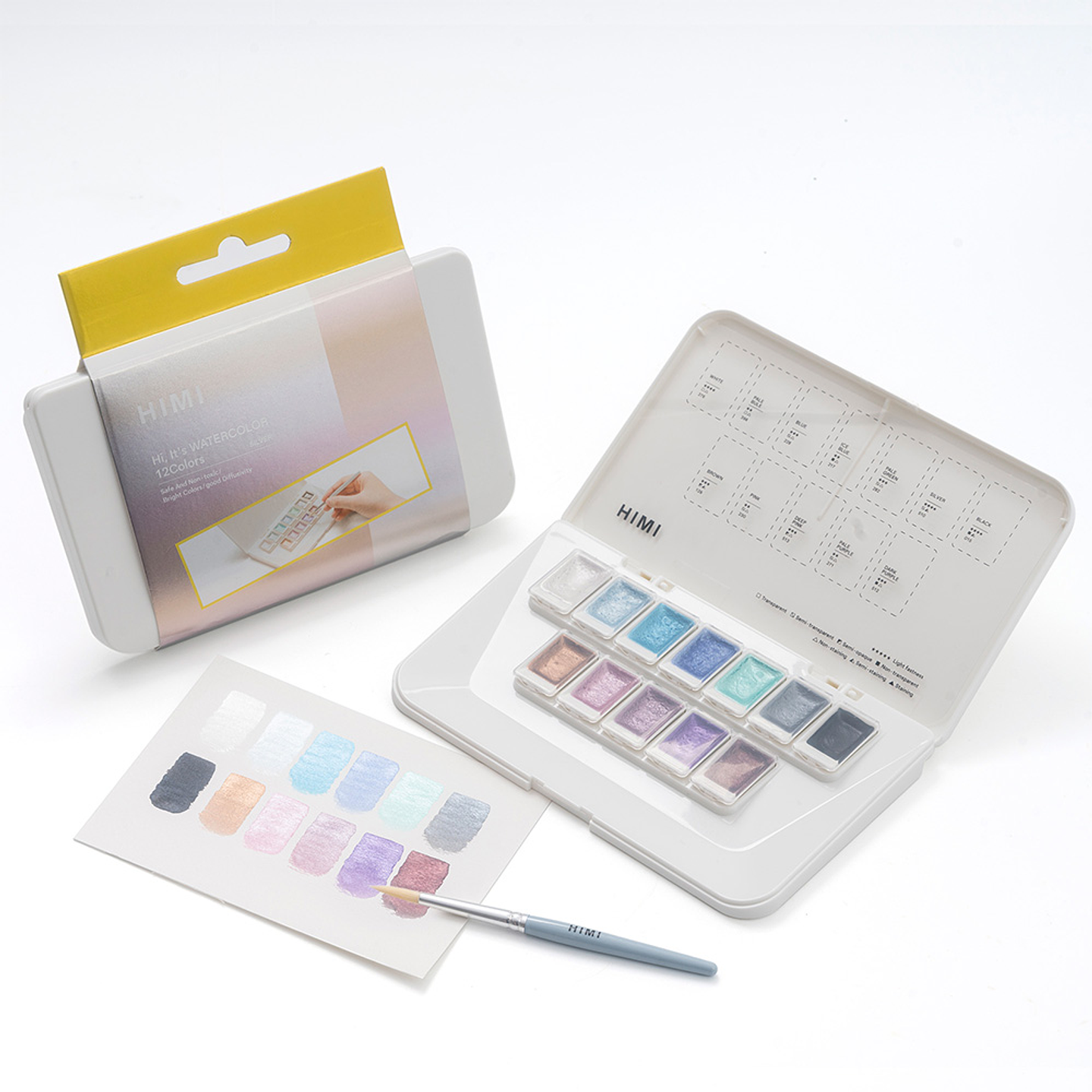 HIMI set de Acuarela Metalizada 12 colores selección Plata 2