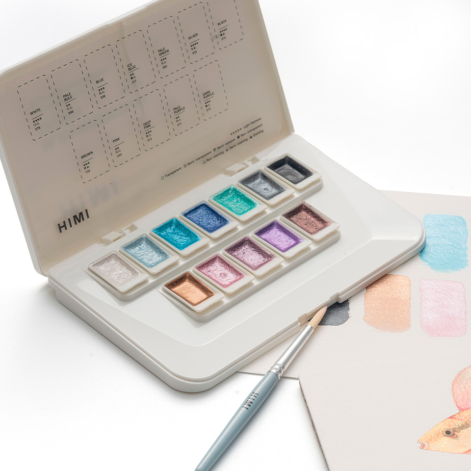 HIMI set de Acuarela Metalizada 12 colores selección Plata 7