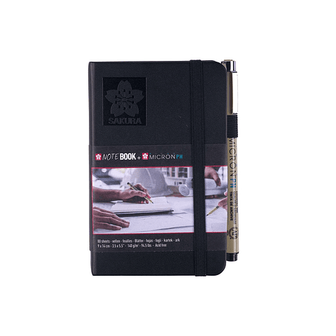 SKETCHBOOK SAKURA 80 HOJAS PAPEL CREMA (9X14CM) 140 GR + ROTULADOR PIGMA MICRON PN