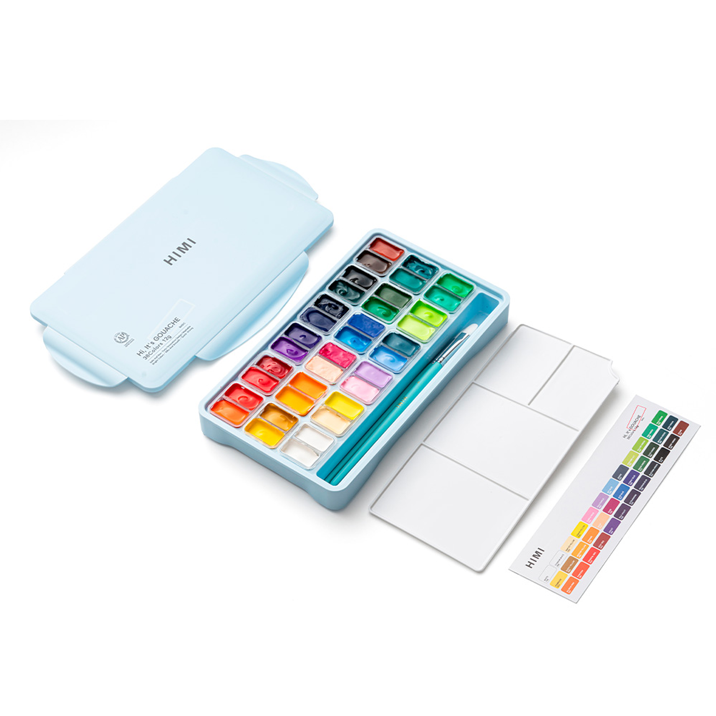 Himi Set Gouache 36 Colores Twin Cup 12g + 3 pinceles Azul 2