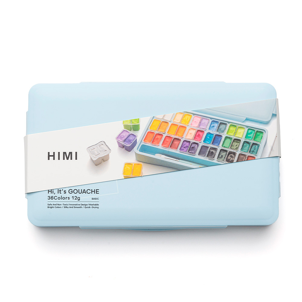 Himi Set Gouache 36 Colores Twin Cup 12g + 3 pinceles Azul 4