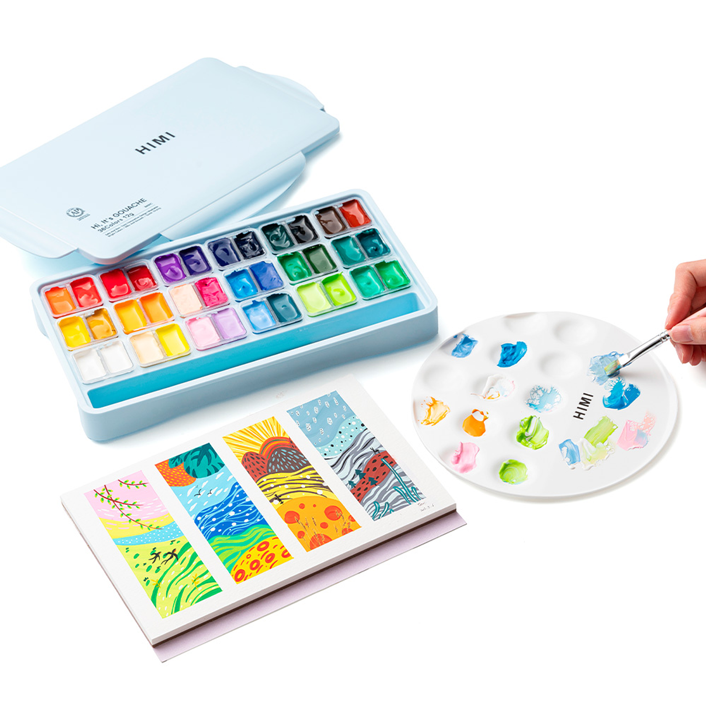 Himi Set Gouache 36 Colores Twin Cup 12g + 3 pinceles Azul 7