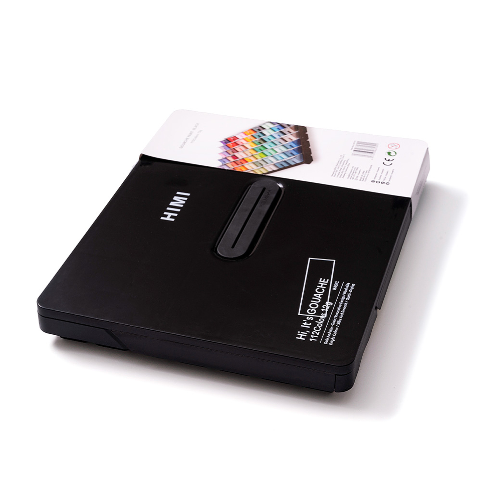 Himi Set Gouache 112 colores Twin Cup 12g Estuche Negro 3