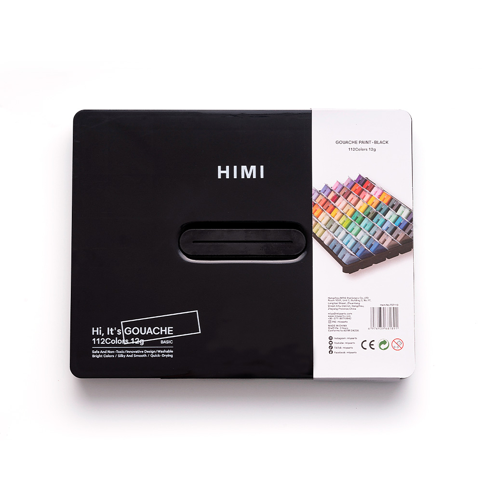 Himi Set Gouache 112 colores Twin Cup 12g Estuche Negro 5