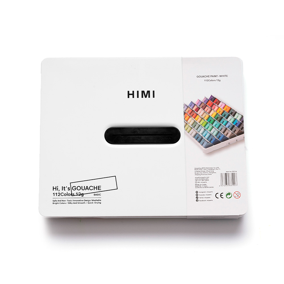 Himi Set Gouache 112 colores Twin Cup 12g Estuche Blanco 3