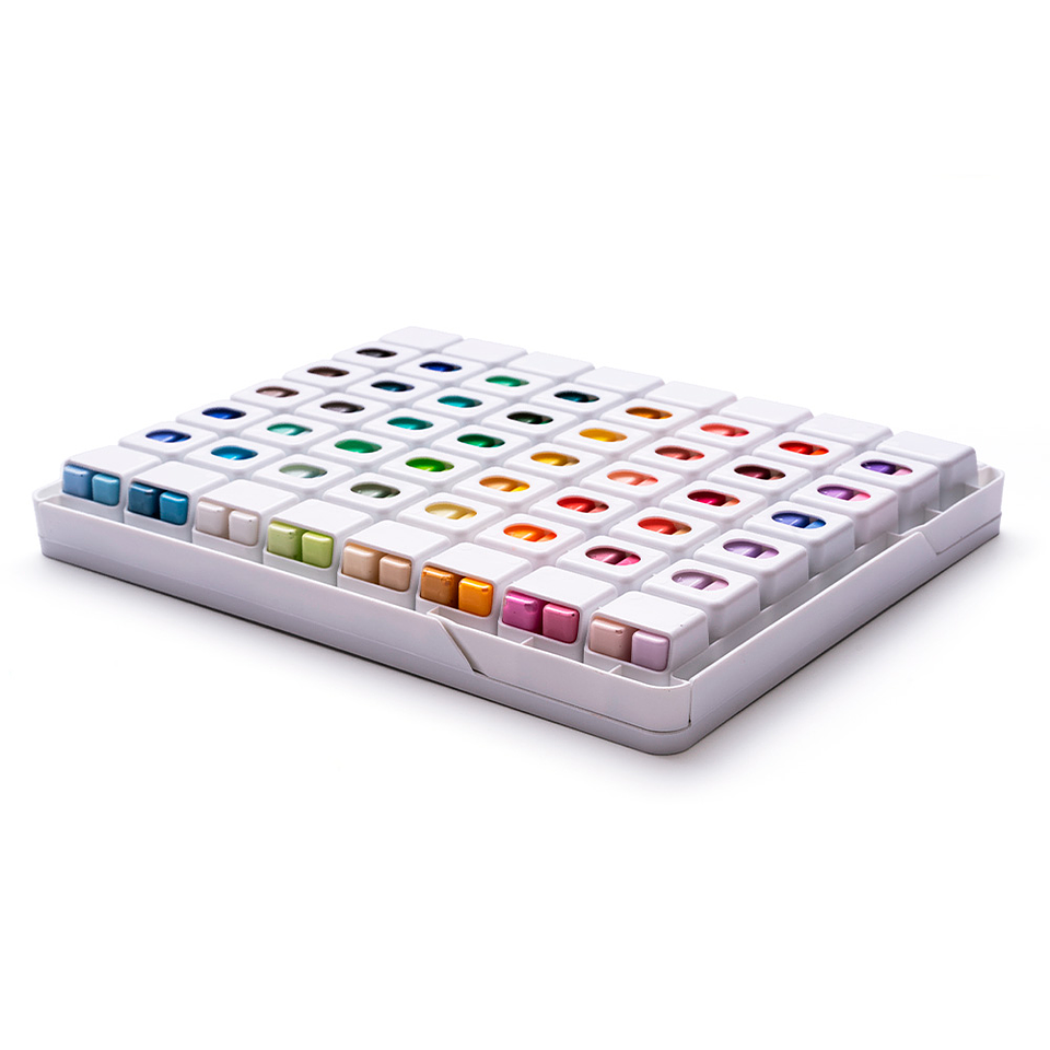 Himi Set Gouache 112 colores Twin Cup 12g Estuche Blanco 5