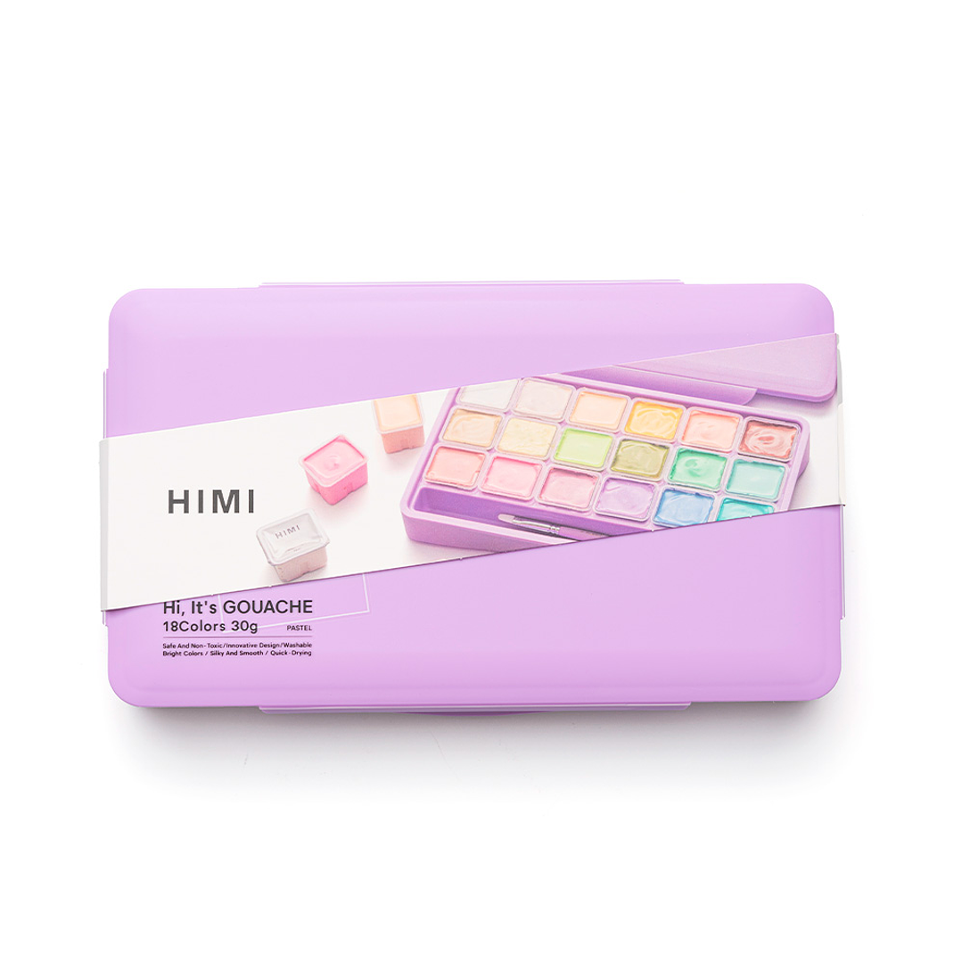 Himi Set Gouache 18 Colores Pastel 12g + 3 pinceles Morado 5