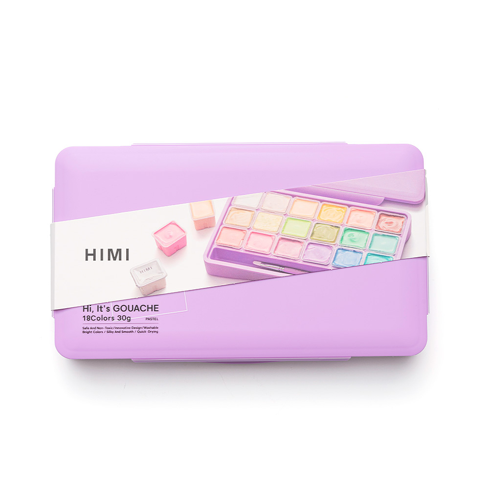 Himi Set Gouache 18 Colores Pastel 12g + 3 pinceles Morado 5