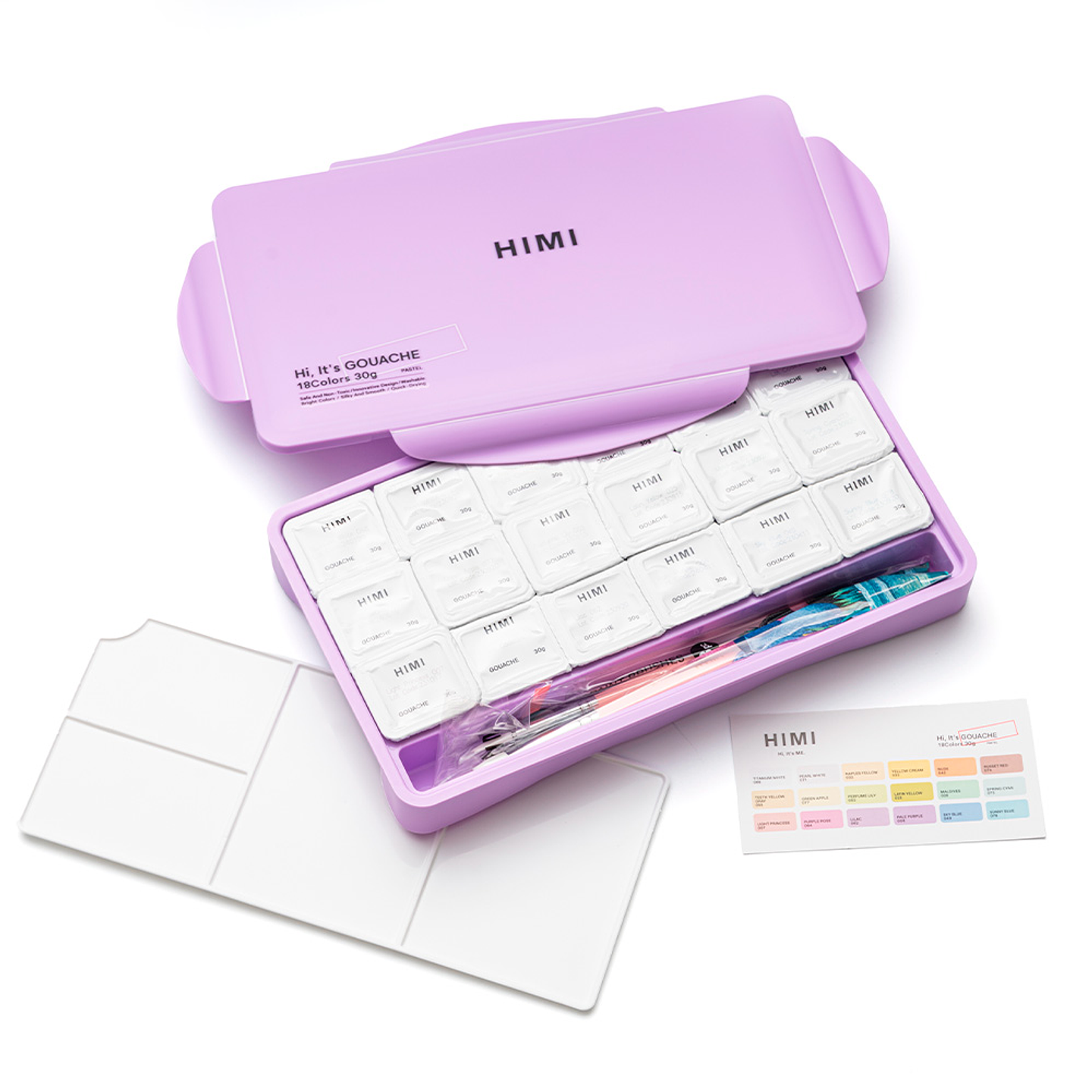 Himi Set Gouache 18 Colores Pastel 12g + 3 pinceles Morado 1