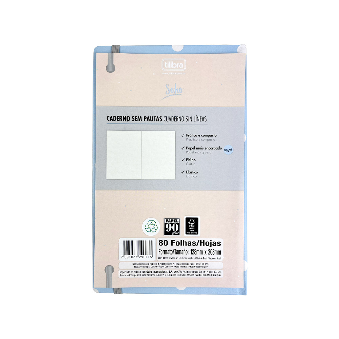 LIBRETA MEDIANA S/PAUTA SOHO 80H 90G 12,8 x 20,8 CM 7