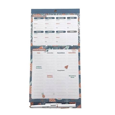 PLANIFICADOR ASCOTT MENU SEMANAL MAGNETICO CON LÁPIZ 