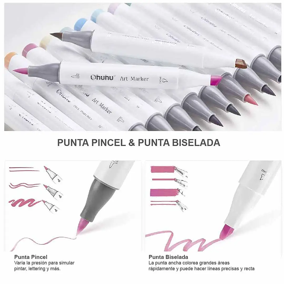 OHUHU 216 MARCADORES + 1 BLENDER PINCEL & BISELADA 3