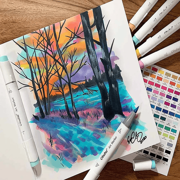 OHUHU 216 MARCADORES + 1 BLENDER PINCEL & BISELADA 7