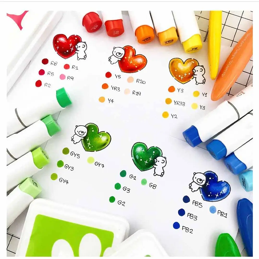 OHUHU 104 MARCADORES DE ALCOHOL + 1 BLENDER PINCEL & FINA  6