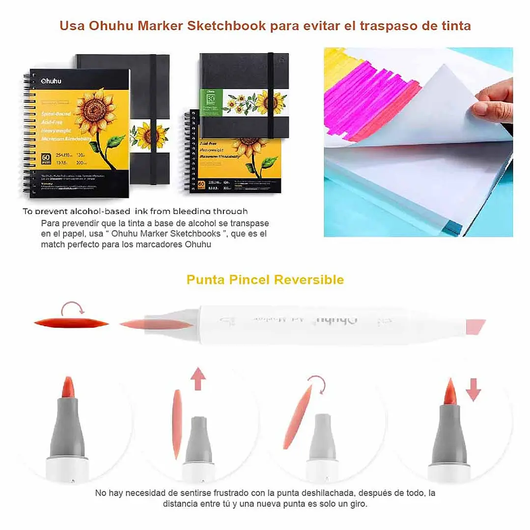 OHUHU 320 MARCADORES + 1 BLENDER PINCEL & BISELADA  2