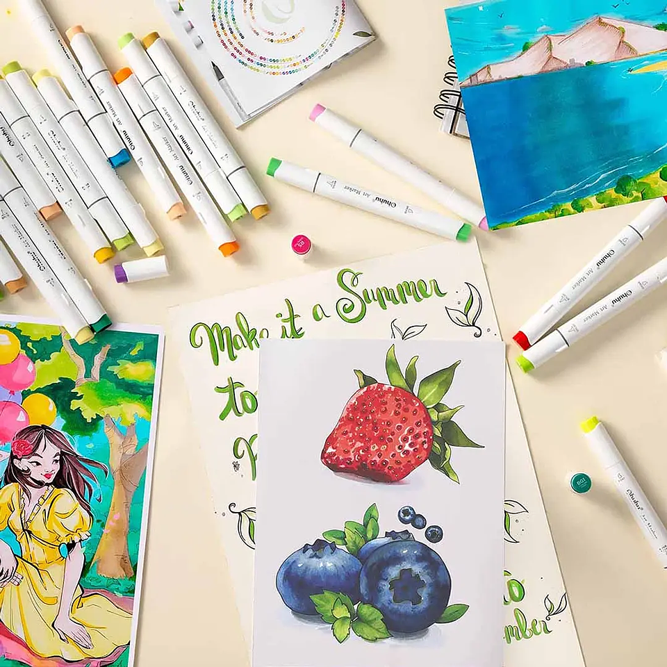 OHUHU 320 MARCADORES + 1 BLENDER PINCEL & BISELADA  7