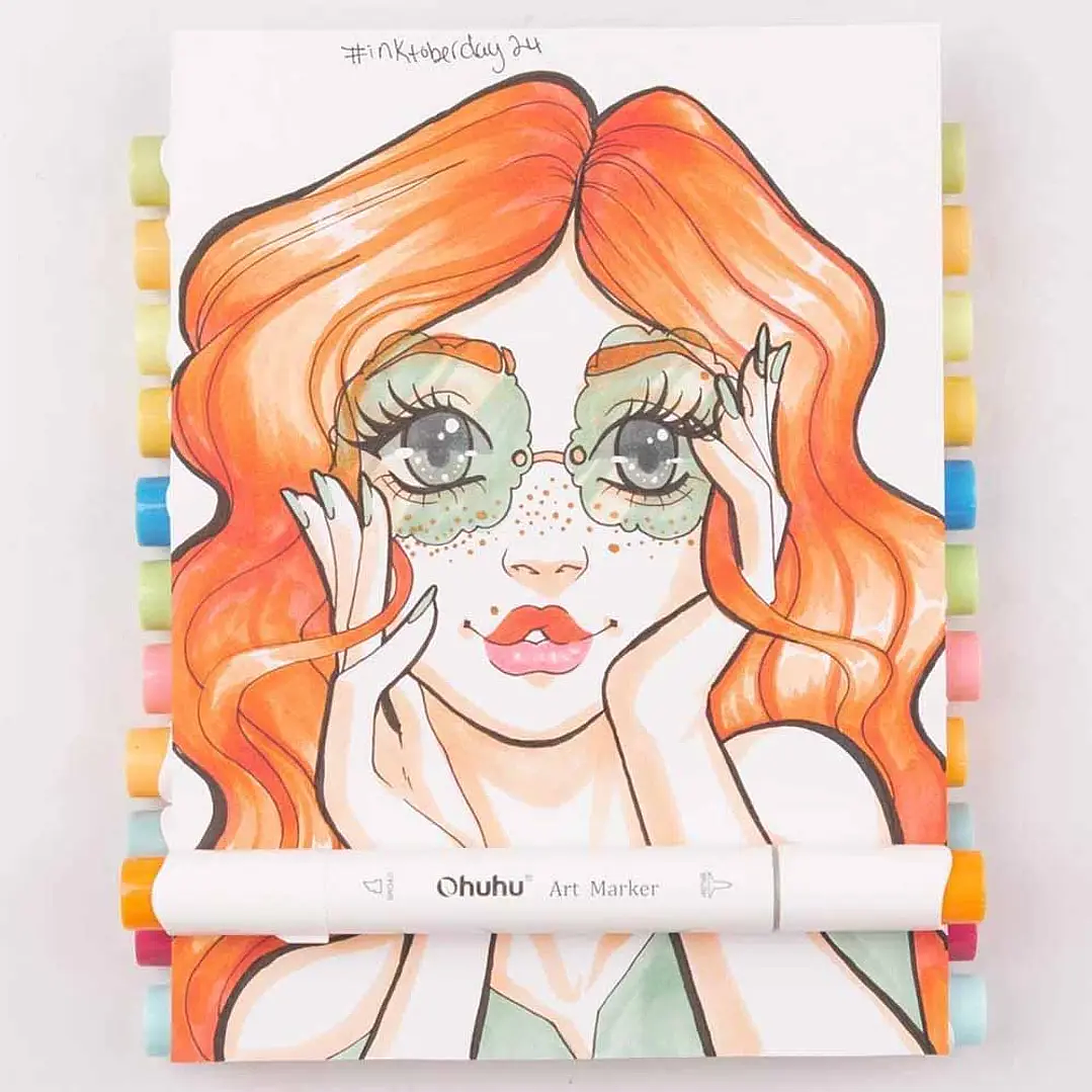 OHUHU 72 MARCADORES DE ALCOHOL + 1 BLENDER PINCEL & FINA  6