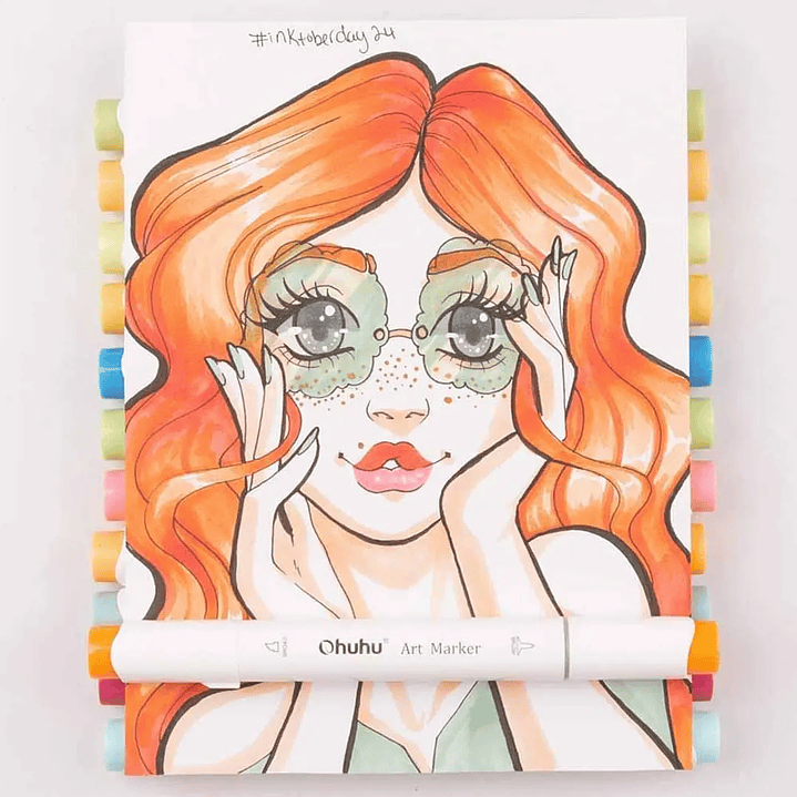 OHUHU 72 MARCADORES DE ALCOHOL + 1 BLENDER PINCEL & FINA  6