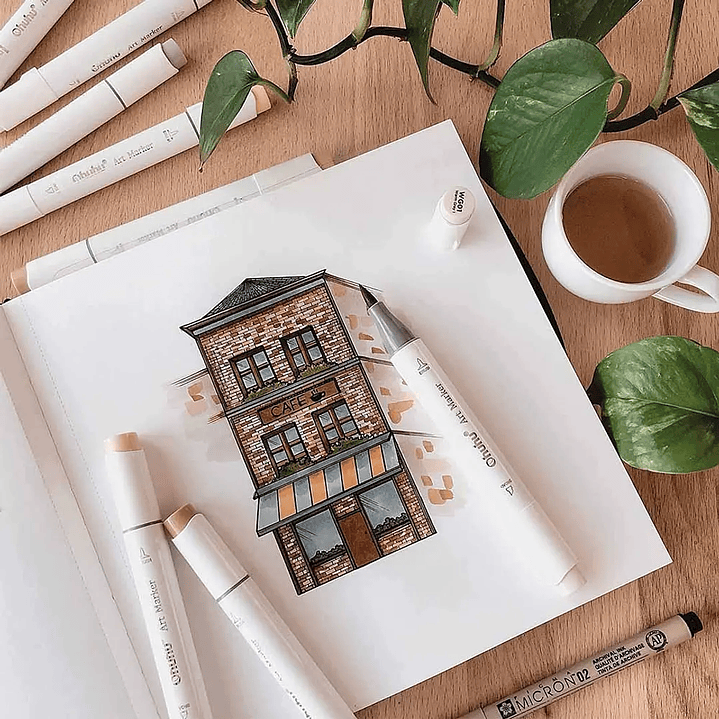 OHUHU 72 MARCADORES DE ALCOHOL + 1 BLENDER PINCEL & FINA  8